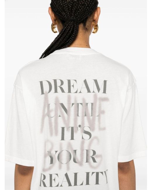 Anine Bing White Logo-Print Cotton T-Shirt