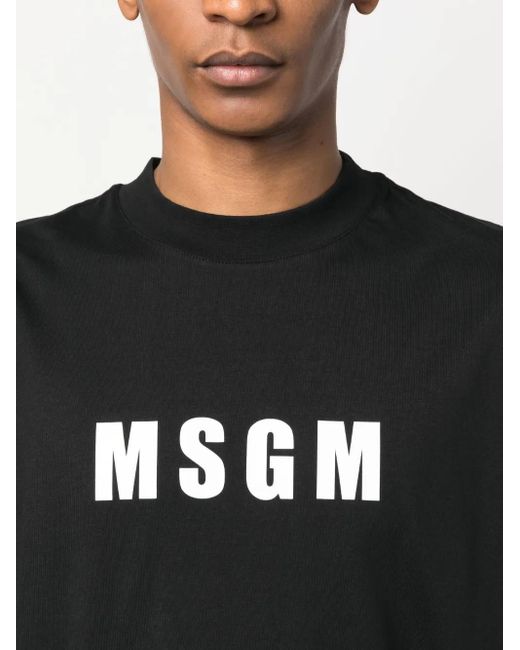 MSGM Black Logo-print T-shirt for men