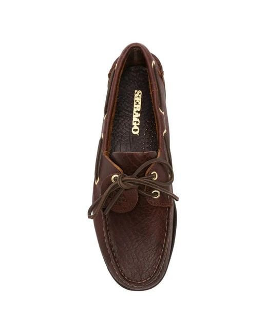 Sebago Brown Docksides Leather Boat Shoes for men