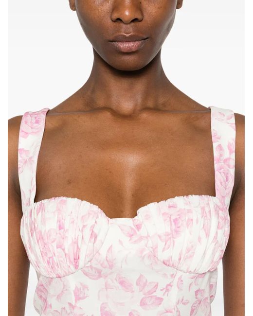 Abito Lungo Con Stampa di ROWEN ROSE in Pink