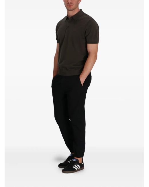 ARMANI EXCHANGE Black Logo-Embroidered Polo Top for men