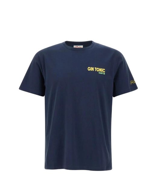 Mc2 Saint Barth Blue Graphic-Print Logo-Embroidered T-Shirt for men