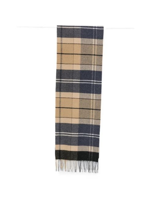 Barbour Natural Inverness Tartan Fringed-Edge Scarf for men