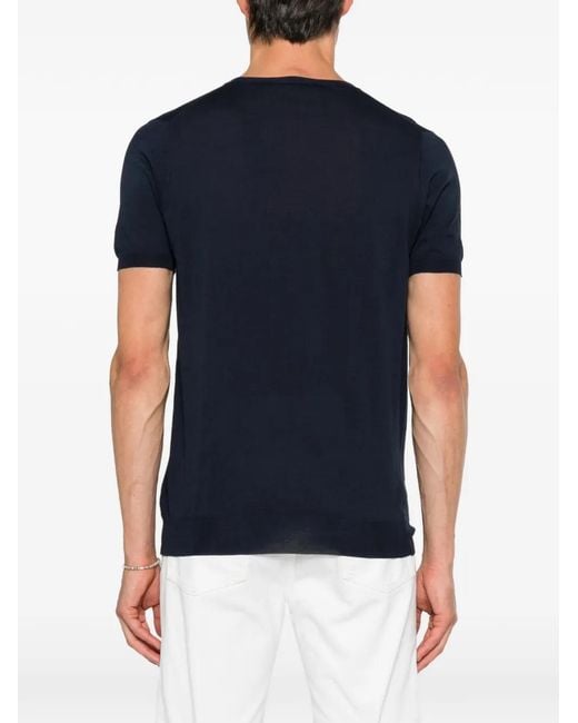 Jeordie's Blue Fine-Knit Short-Sleeve Cotton T-Shirt for men
