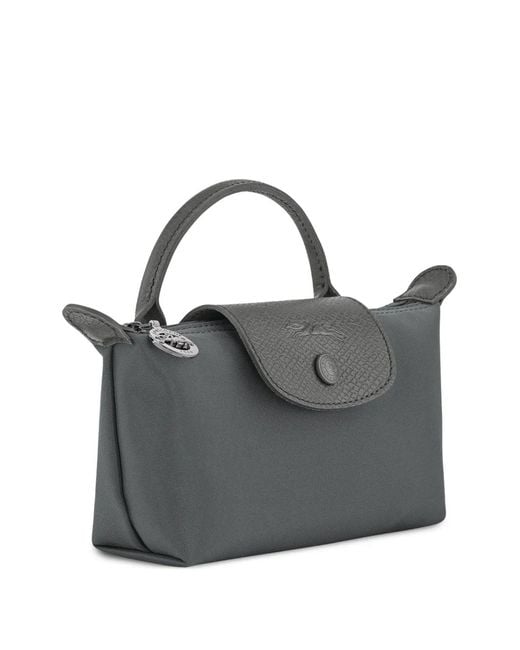 Longchamp Gray Sac Cabas Le Pliage À Finitions En Cuir