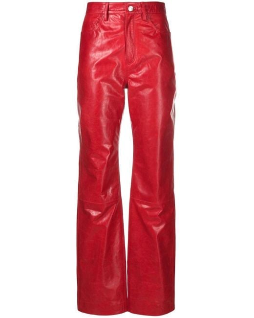 Remain Red Wide-leg Leather Trousers