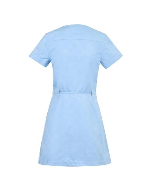 Casablanca Blue Monogram-Pattern Mini Dress