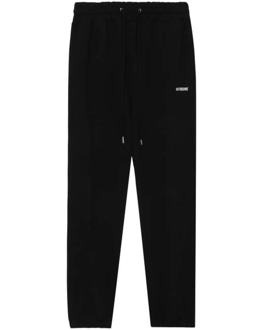 we11done Black Logo-Print Cotton Track Trousers for men
