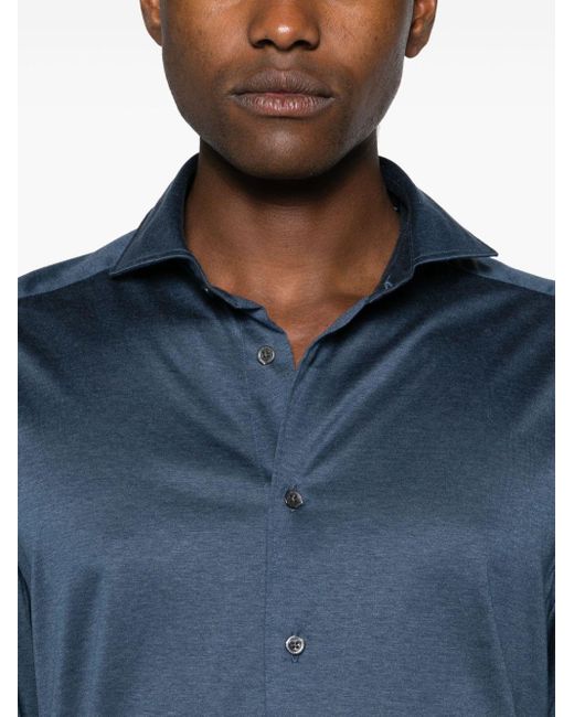 メンズ Corneliani Spread-collar Cotton Shirt Blue