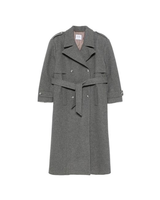 LE SULLY STUDIO Gray Double-Breasted Belted Coat