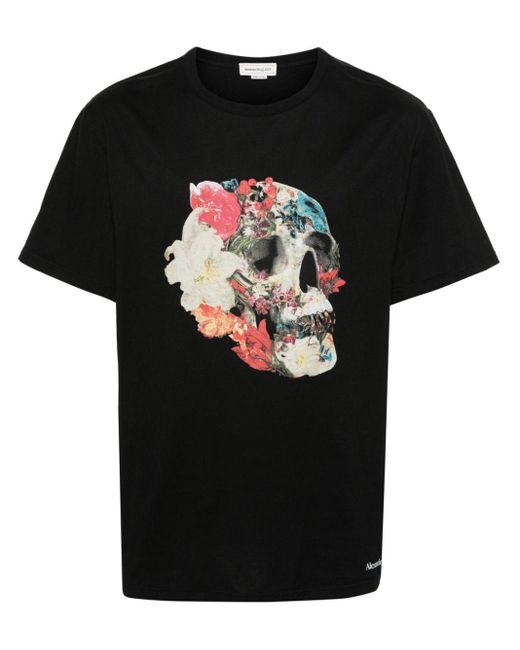 Camiseta en jersey de algodon Alexander McQueen de hombre de color Black