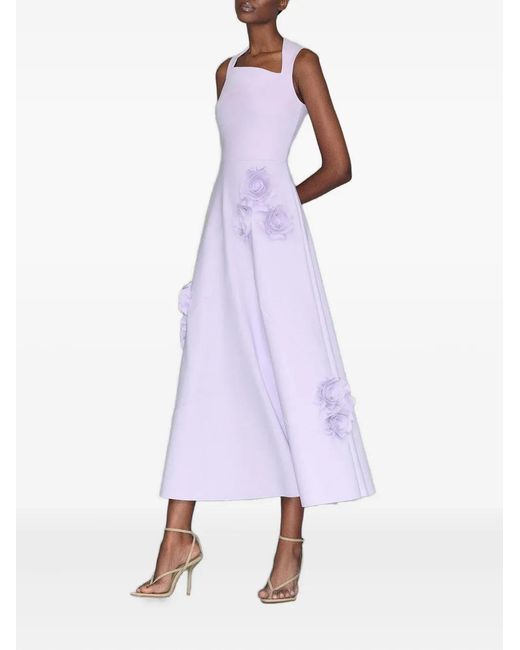 Greta Constantine White Parrot Floral-Appliqué Dress