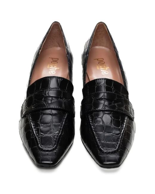 Poche Paris Croc-embossed Pumps Black