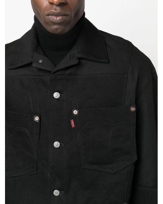 Junya Watanabe Black Buttoned Cotton Shirt Jacket for men