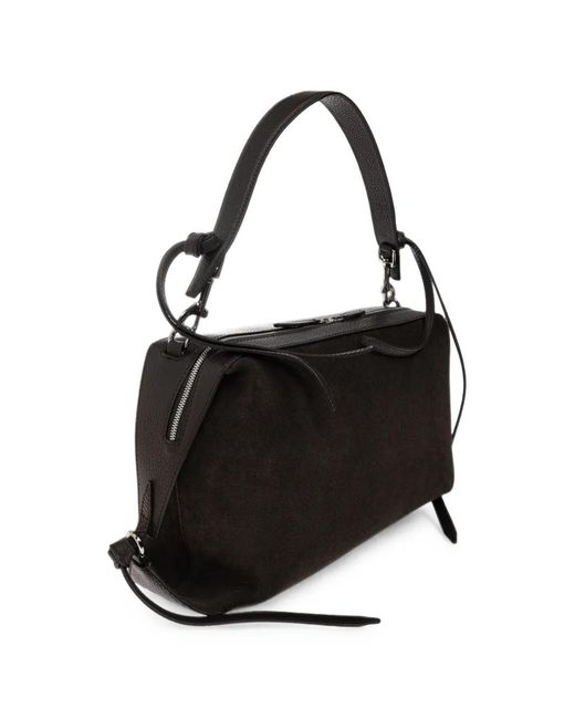 Yuzefi Blue Bento Suede Shoulder Bag