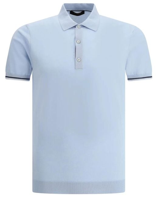 Moorer Piqué Poloshirt in het Blue voor heren