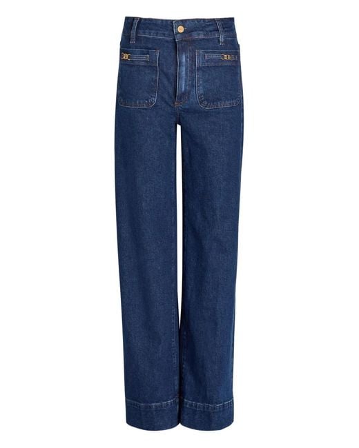 PAIGE Blue Logo-Plaque Jeans