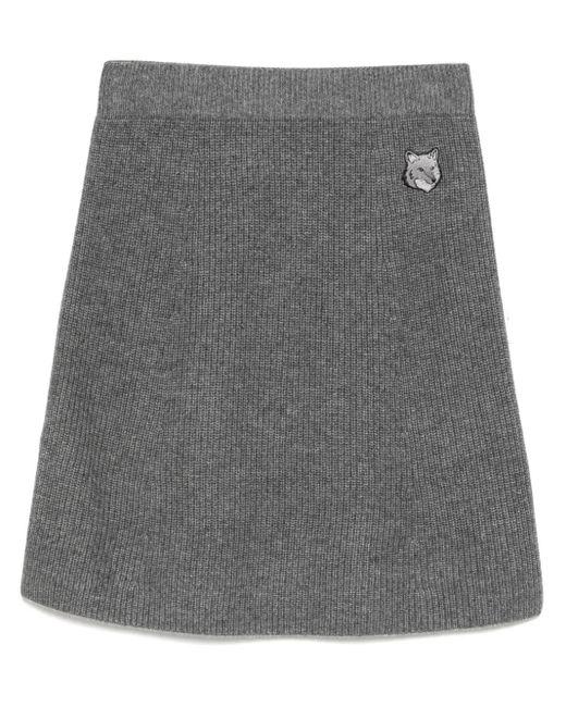Gonna A Coste Corta Con Applicazione Bold Fox Head di Maison Kitsuné in Gray