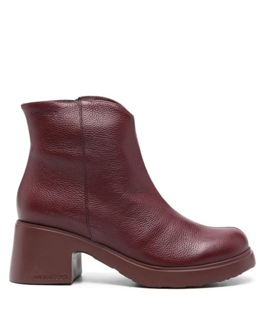Wonders Purple 60Mm Leather Block-Heel Ankle Boots