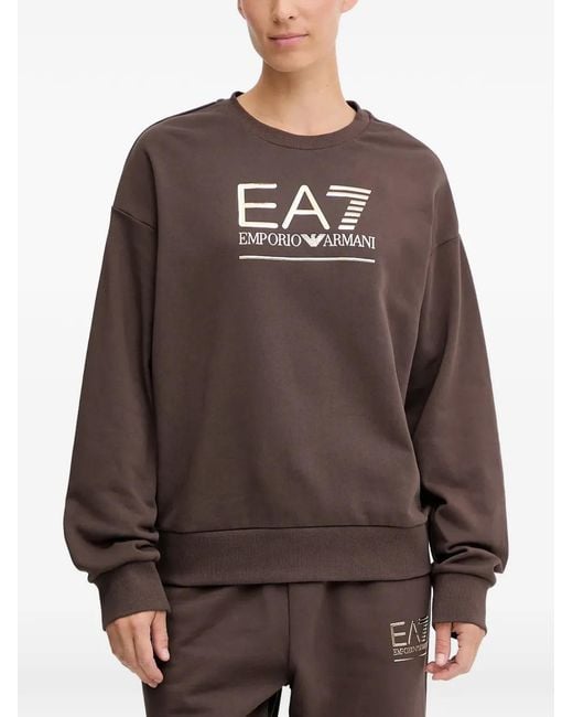Pull À Détail Logo EA7 en coloris Brown