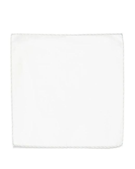Eleventy White Contrasting-Trim Pocket Square for men