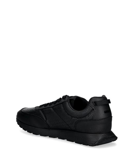 HUGO Black Logo-Print Sneakers for men