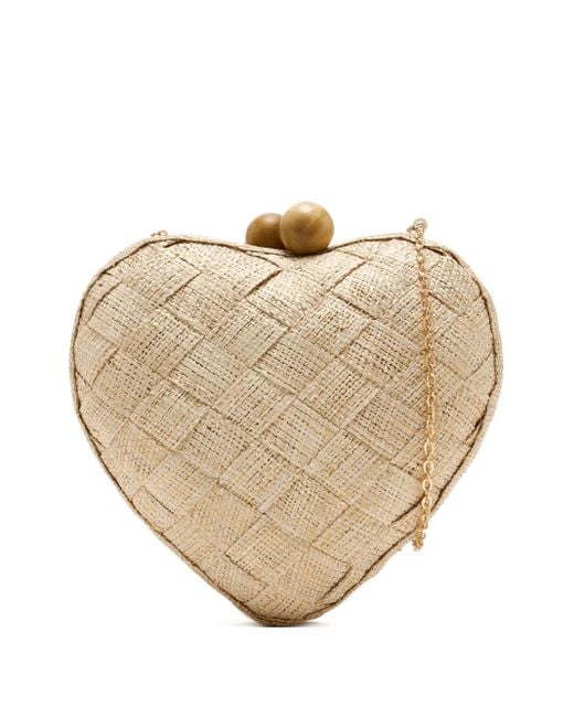 Poolside Natural Heart-Shaped Woven Clutch