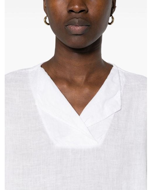 Transit White Three-quarter Sleeves Linen Blouse