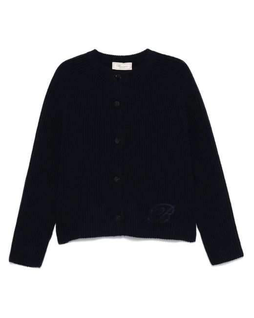 Blumarine Black Logo-Patch Cardigan