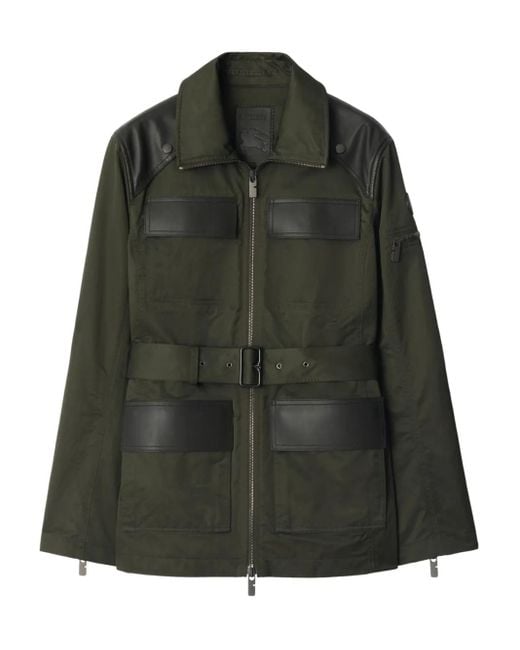 Burberry Green Leather-Trim Field Jacket