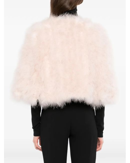 Yves Salomon Pink Feather Cropped Coat