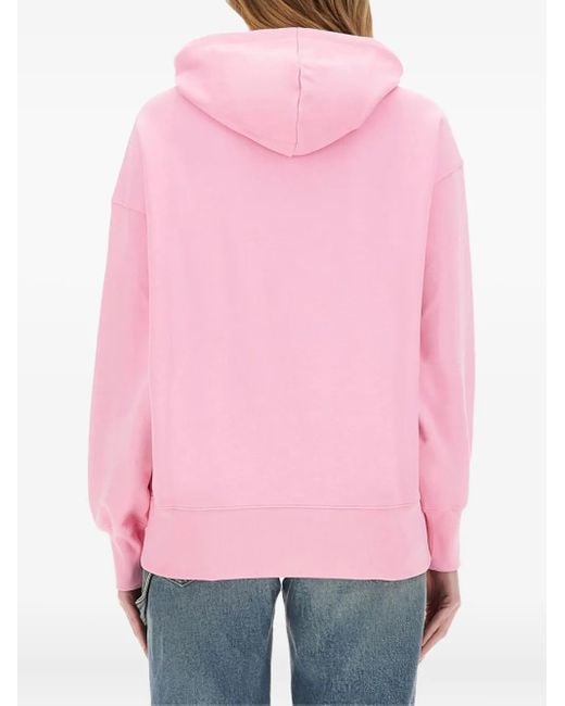 MSGM Pink Logo-Printed Hoodie