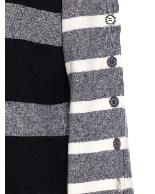 Liu Jo Black Striped Button-Cuff Sweater