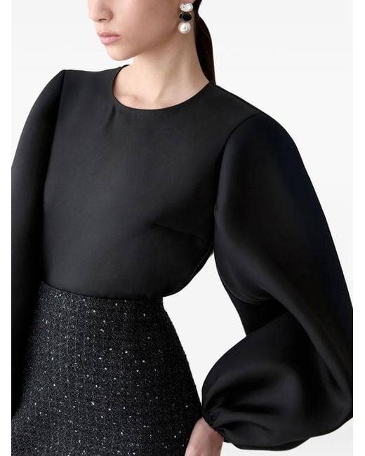 Carolina Herrera Black Lurex Tweed Midi Skirt