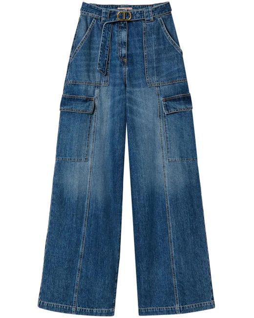 Twinset Blue High-Rise Belted Jeans