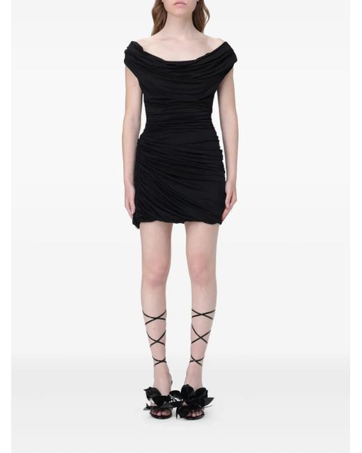 Magda Butrym Black Cowl-Neck Draped Mini Dress