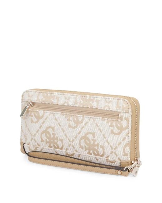 Guess Gray Logo-Monogram Zip-Around Wallet