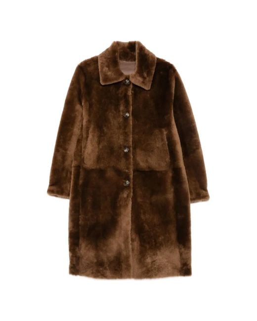 FURLING BY GIANI Brown Emma Shearling Coat