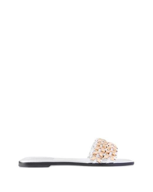 Jonathan Simkhai White Faye Metallic Leather Sandals