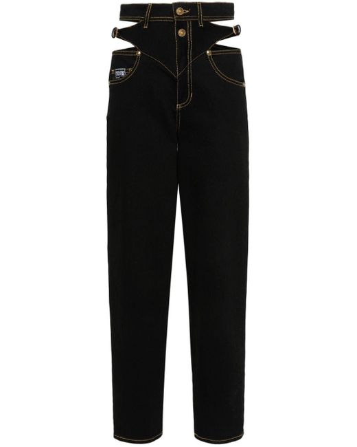 Versace Black Gerade Jeans mit Logo-Gravur