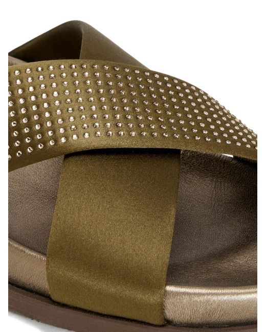 Pedro Garcia Green Daliana Criss-Cross Embellished Sandals