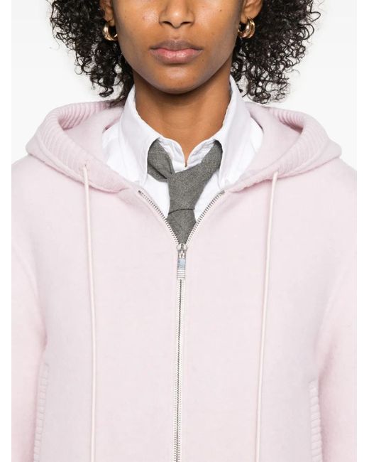 Thom Browne Pink Zip-Up Wool Hoodie