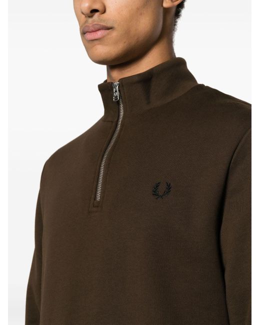Fred Perry Green Embroidered-logo Sweatshirt for men