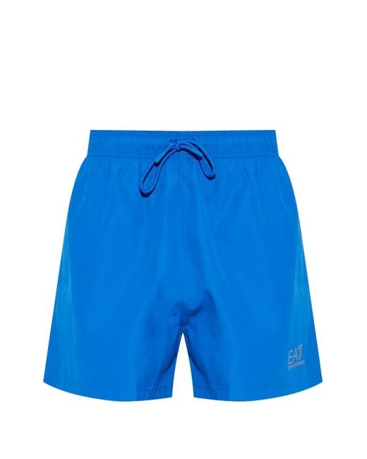 EA7 Blue Logo-Detail Swim Shorts for men