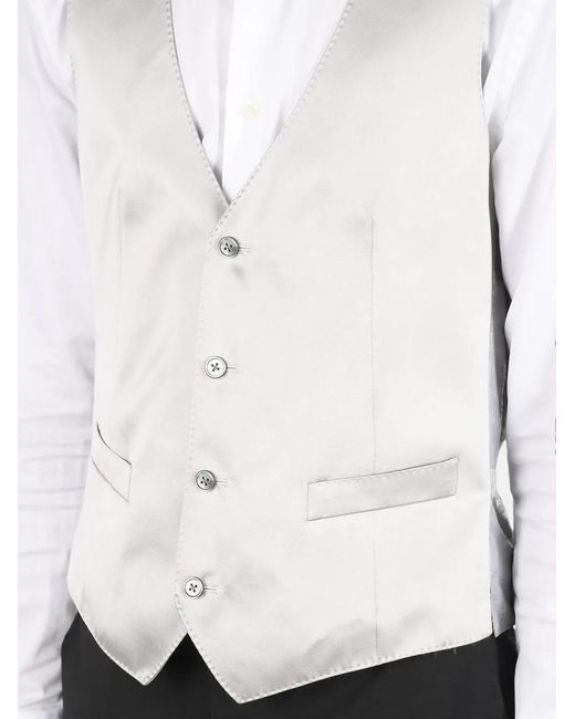 Corneliani White Silk Martingale Waistcoat for men