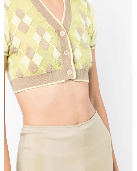 Jacquemus Natural Argyle-Check-Pattern Cropped Top