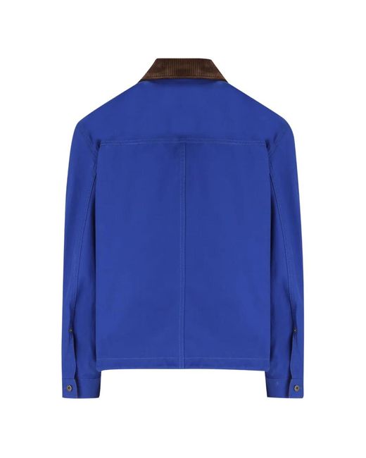 Loewe Blue Corduroy-Collar Anagram-Patch Jacket for men
