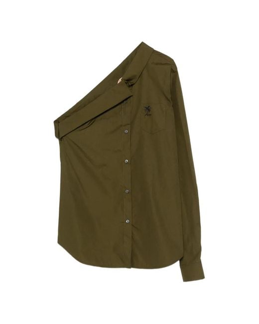 N°21 Green One-Shoulder Embroidered Shirt