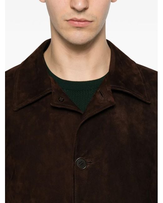 Salvatore Santoro Brown Suede Button-Up Jacket for men
