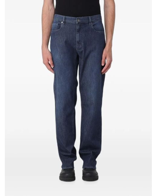 Emporio Armani Blue Regular-Fit Stretch-Denim Jeans for men